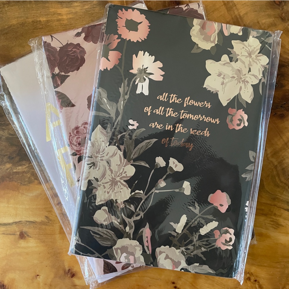 3 Aspiring Floral Paper Notebooks